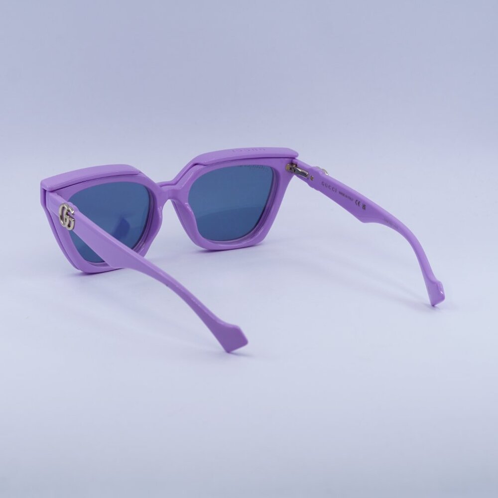 🕶️ New Gucci GG1542S 002 Sunglasses - Lilac Frame, Clear/Blue Lenses - Picture 9 of 12